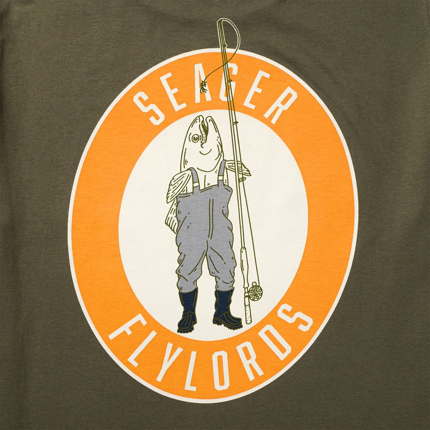 Seager X Flylords Wader Tee Military Green